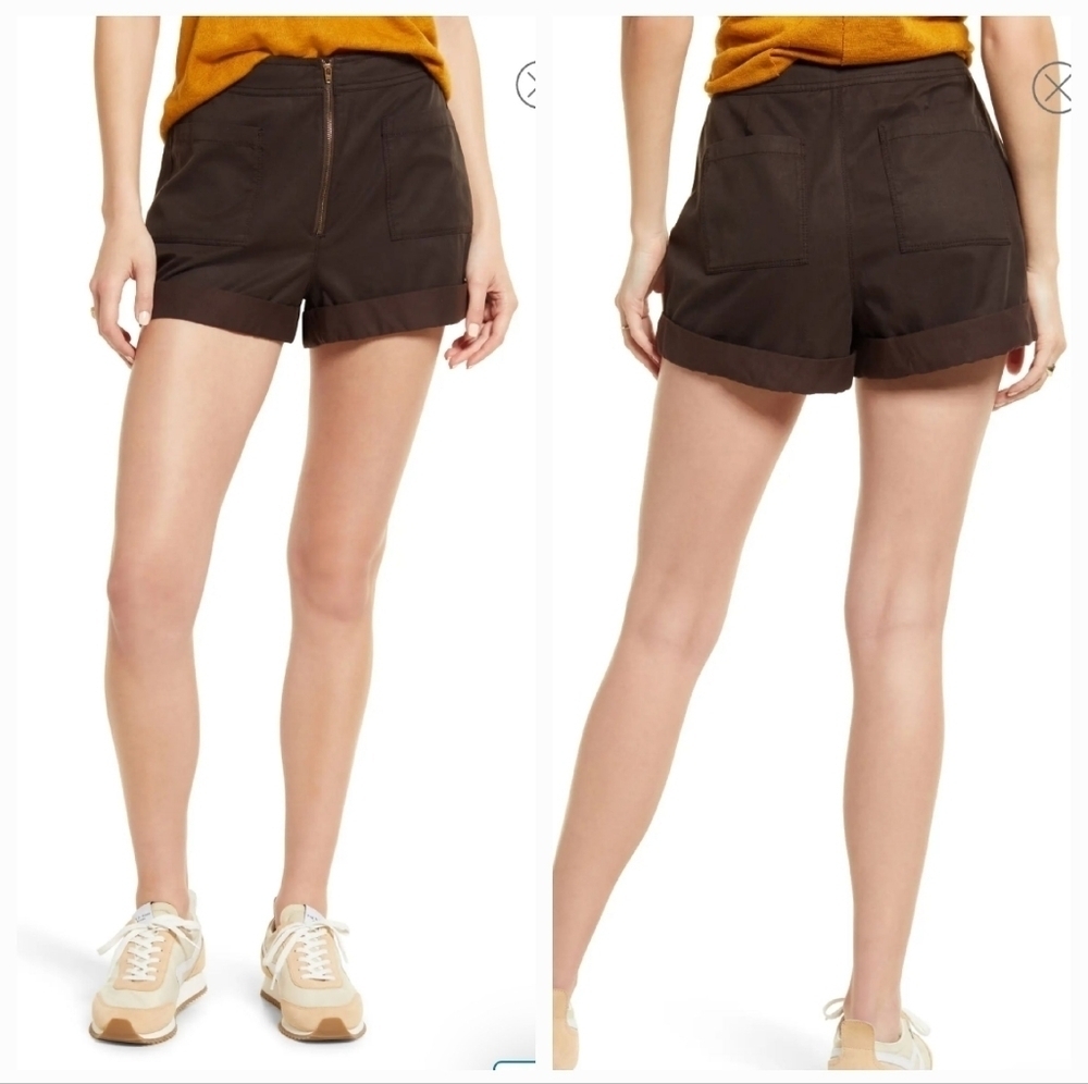 Treasure & Bond Washed Tencel® Lyocell Blend Cuffed Shorts Zipper Size 8